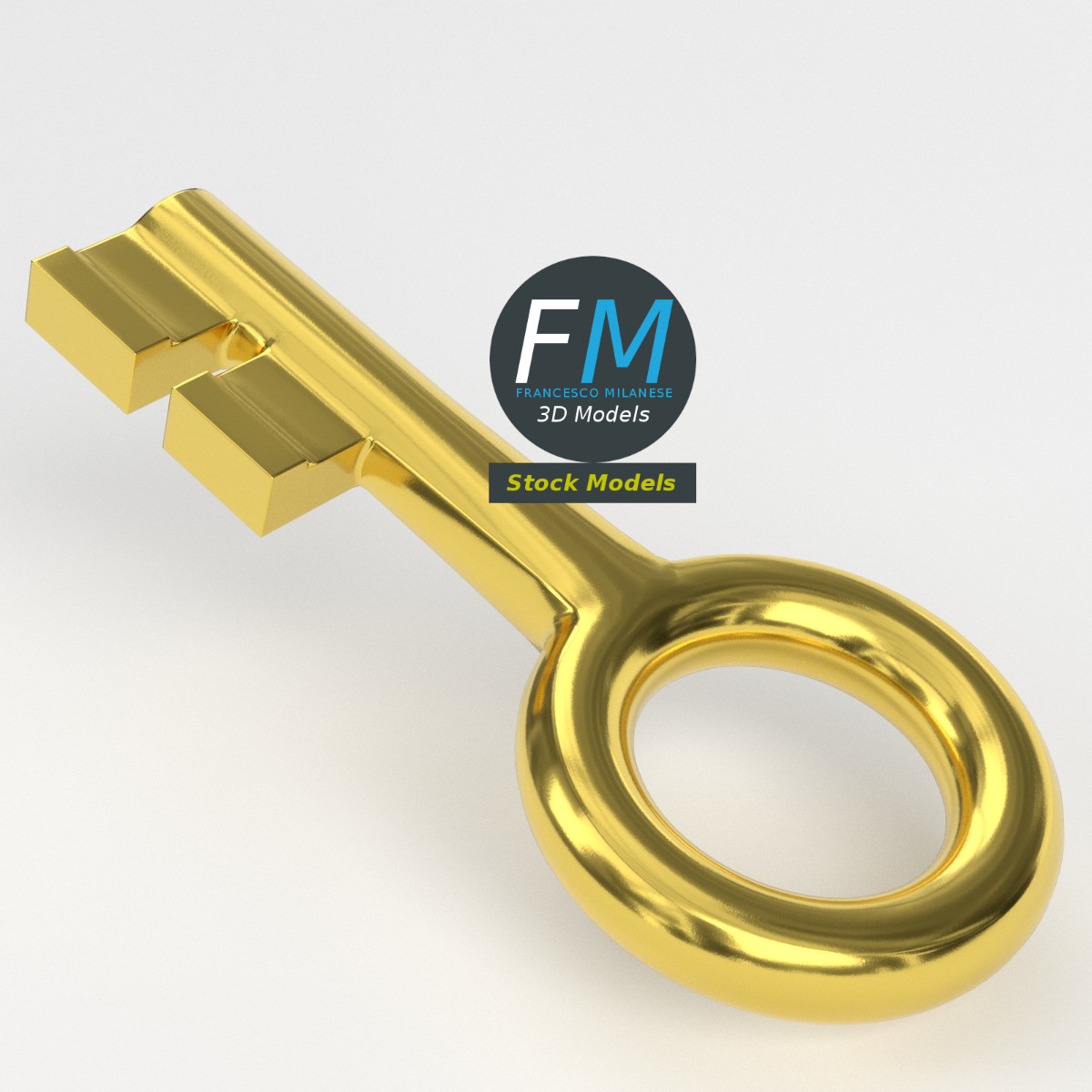 3D-Modell - Stilisierter Goldener Schlüssel - 02