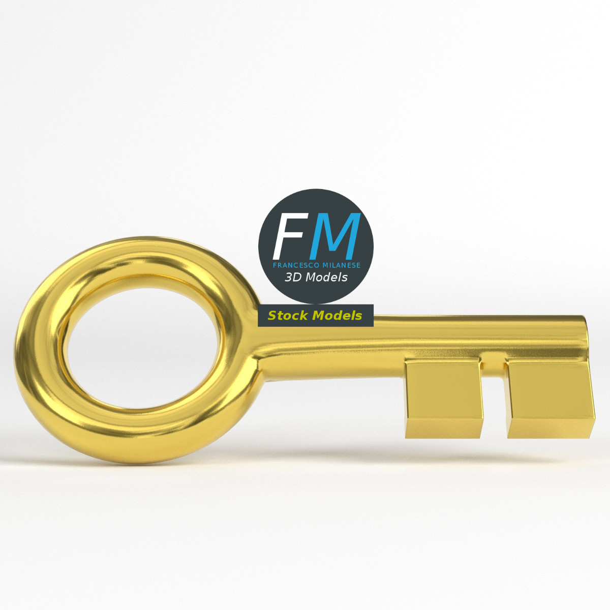 3D-Modell - Stilisierter Goldener Schlüssel - 03