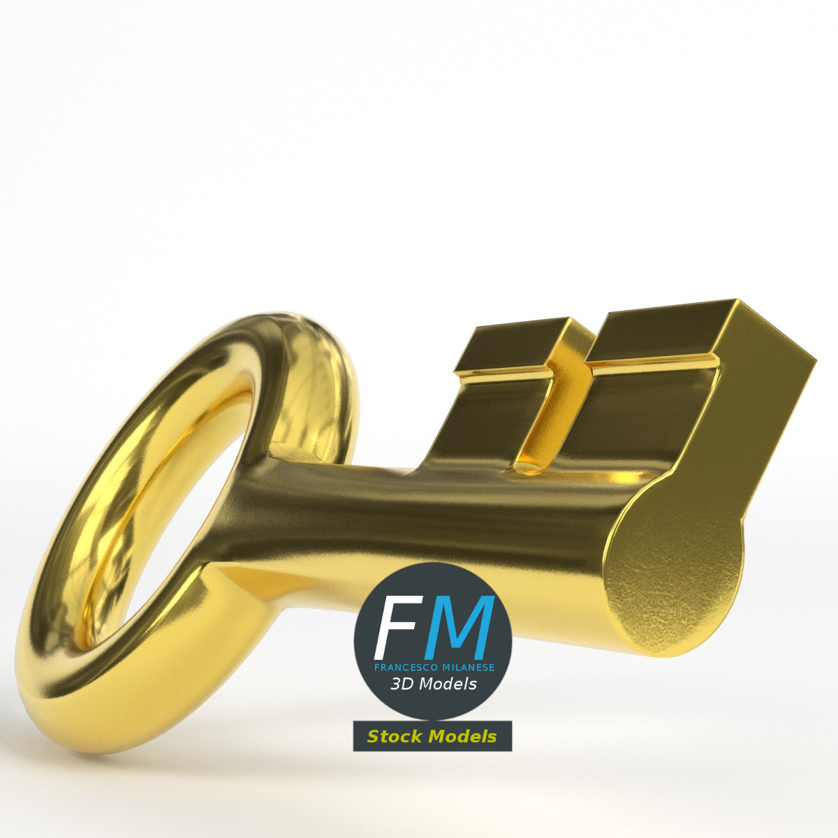3D-Modell - Stilisierter Goldener Schlüssel - 04