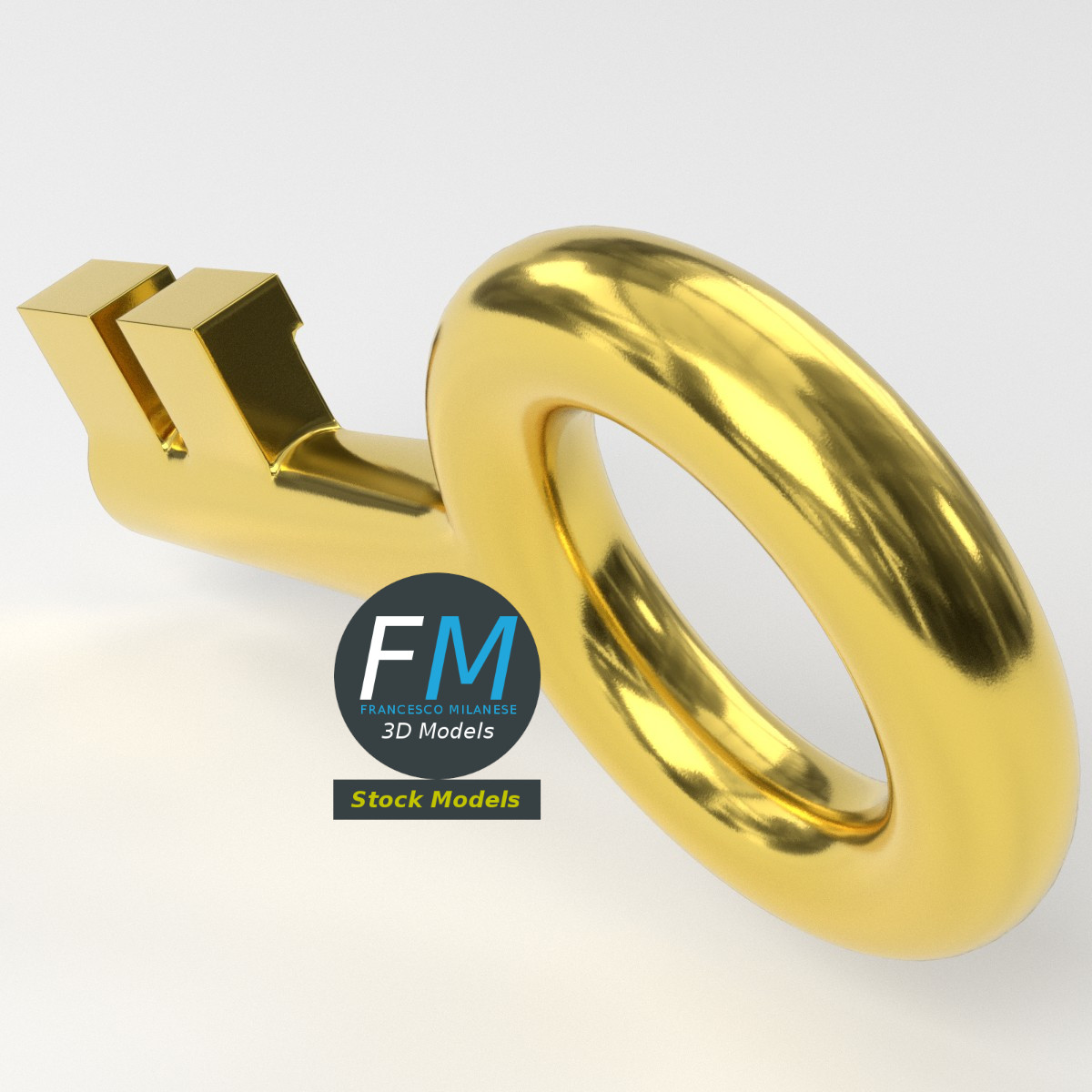 3D-Modell - Stilisierter Goldener Schlüssel - 05