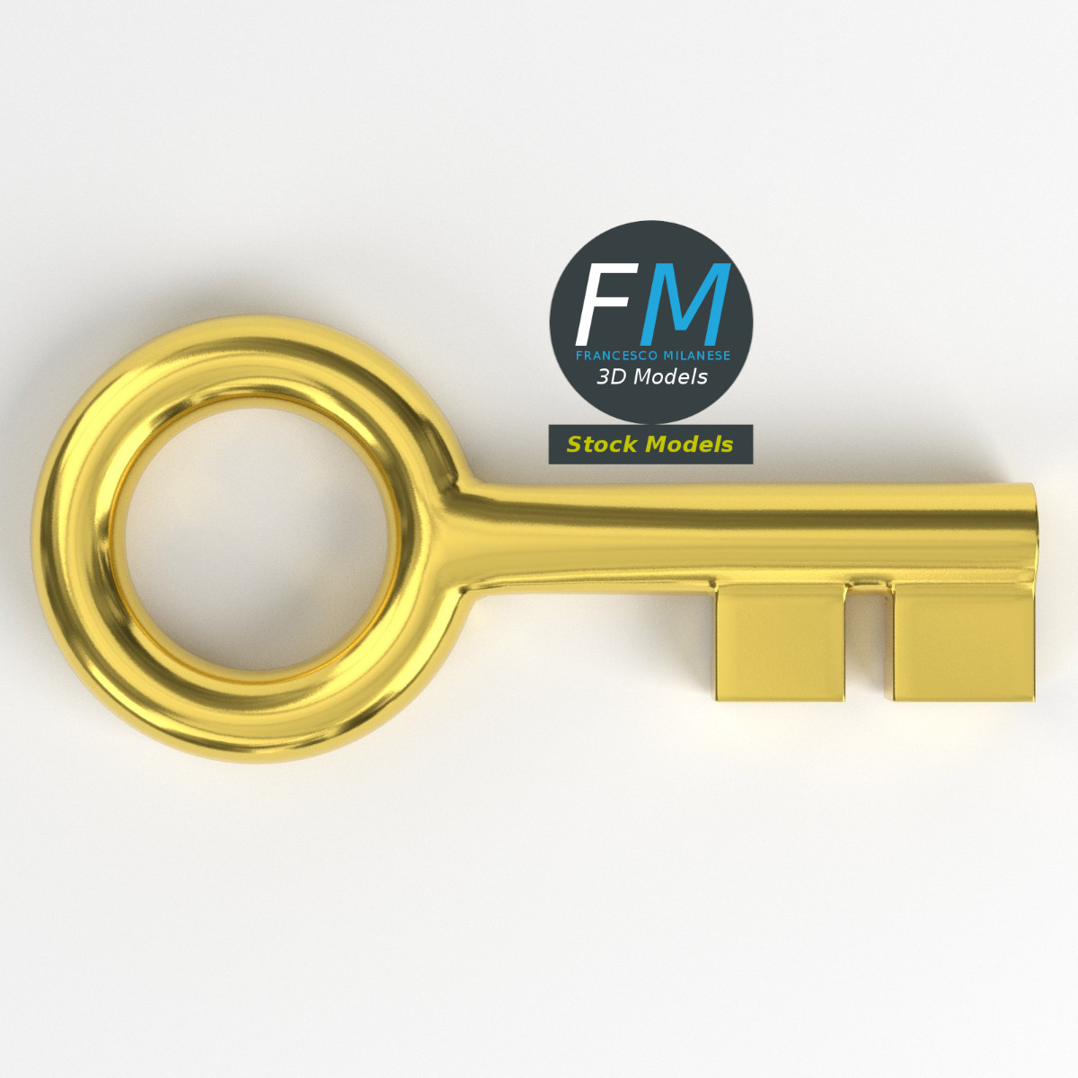 3D-Modell - Stilisierter Goldener Schlüssel - 06