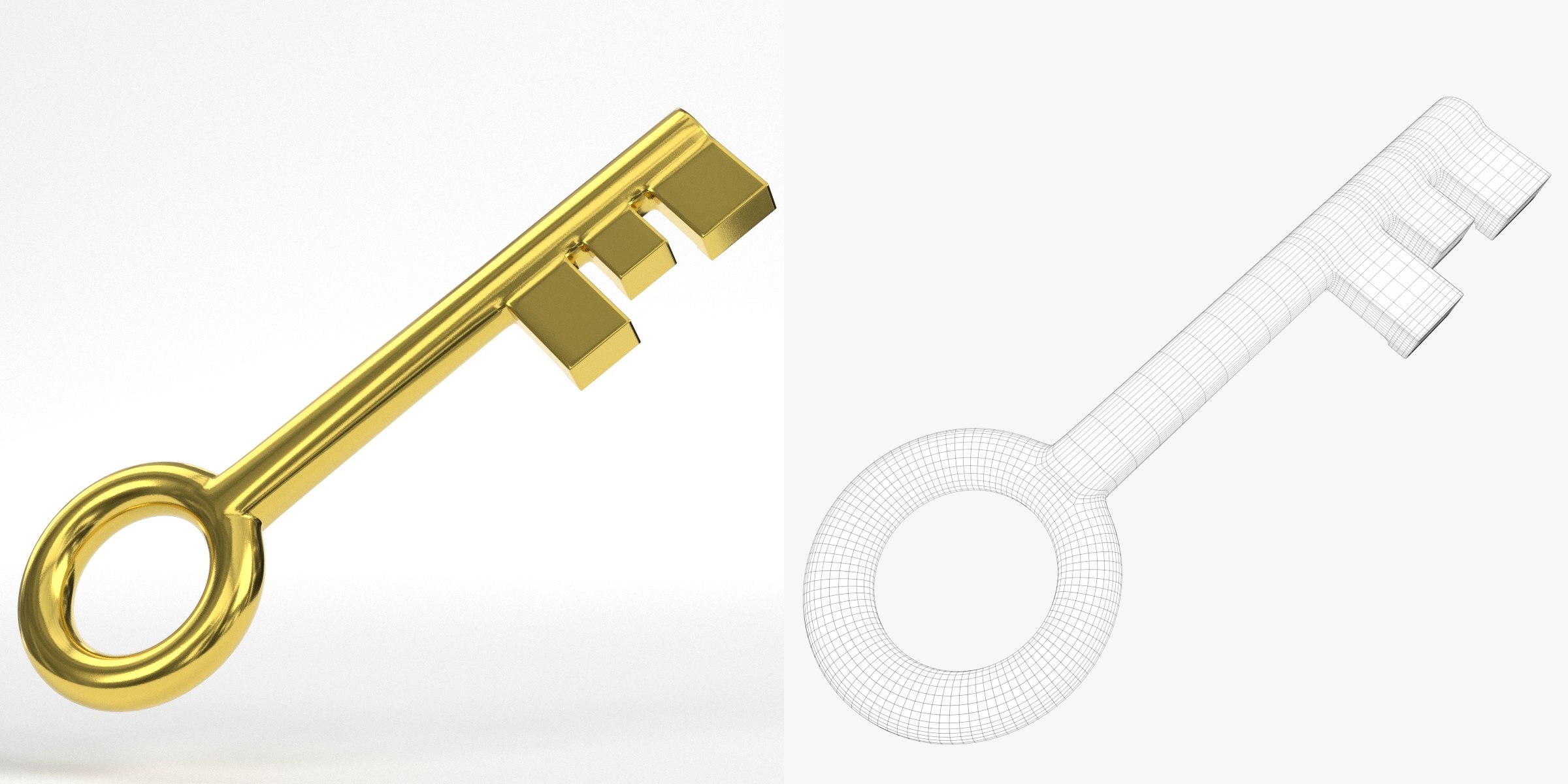 3D-Modell - Stilisierter Goldener Schlüssel