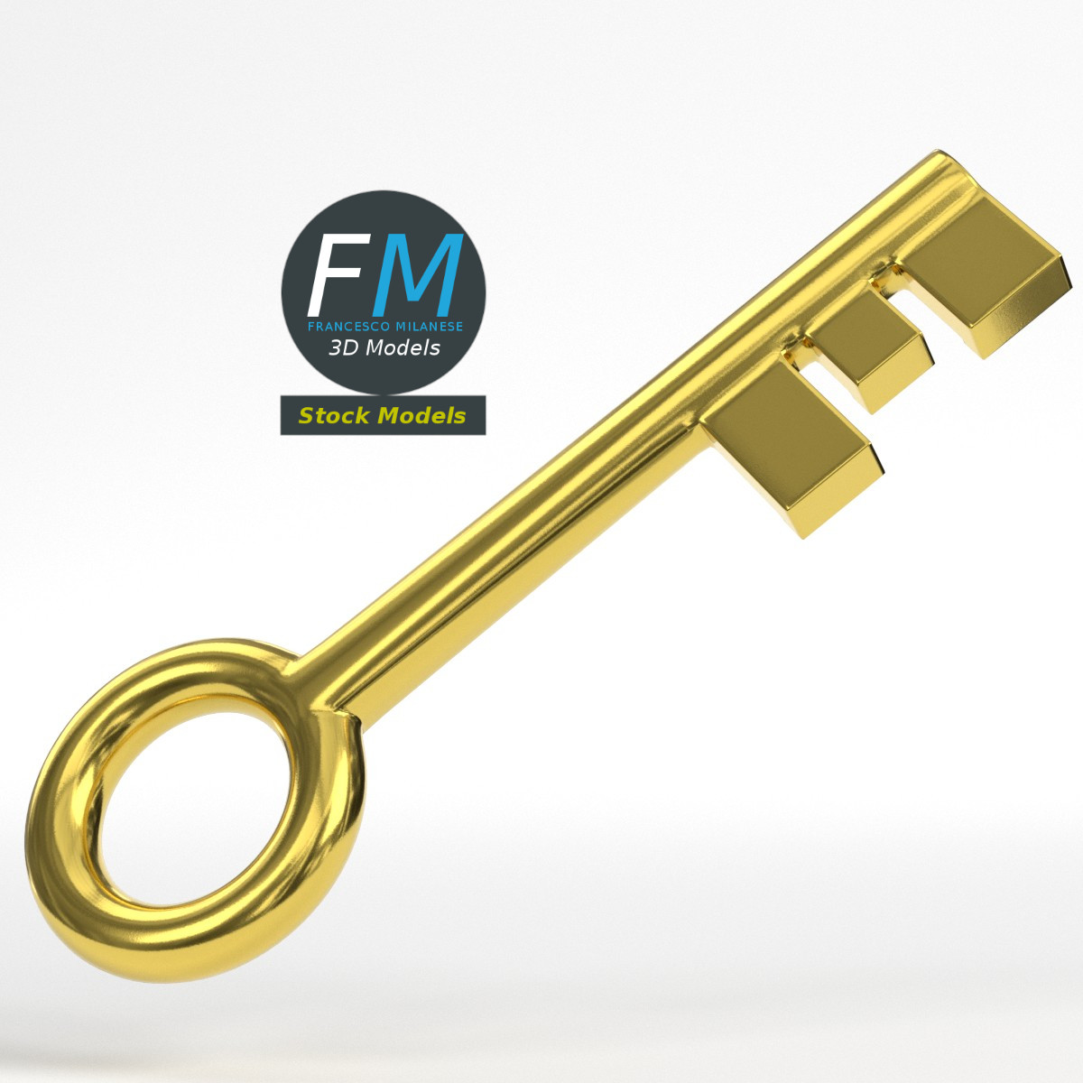 3D-Modell - Stilisierter Goldener Schlüssel - 01