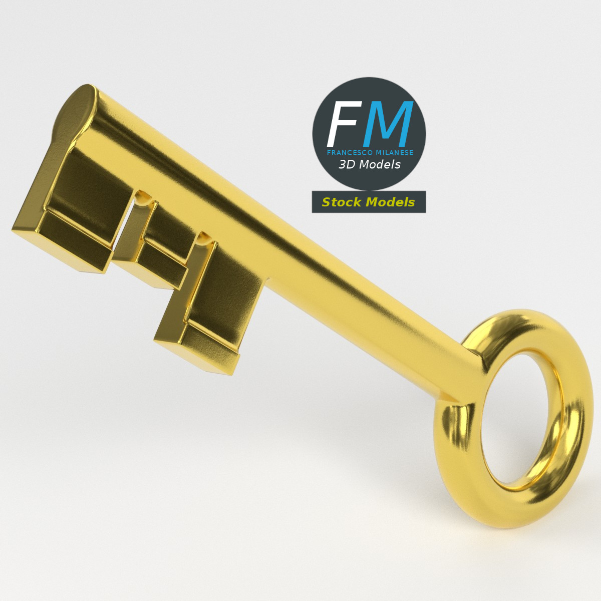3D-Modell - Stilisierter Goldener Schlüssel - 02