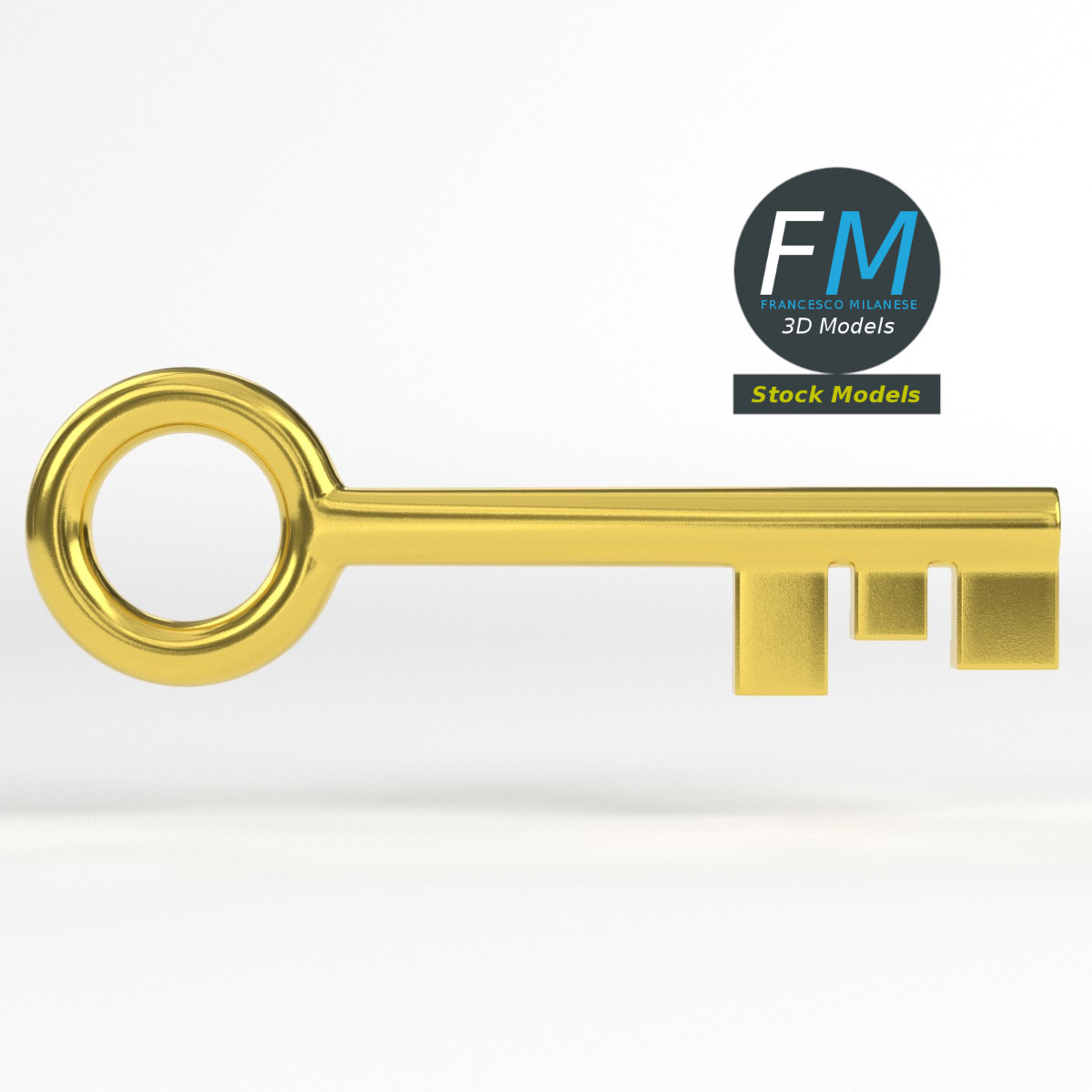 3D-Modell - Stilisierter Goldener Schlüssel - 03