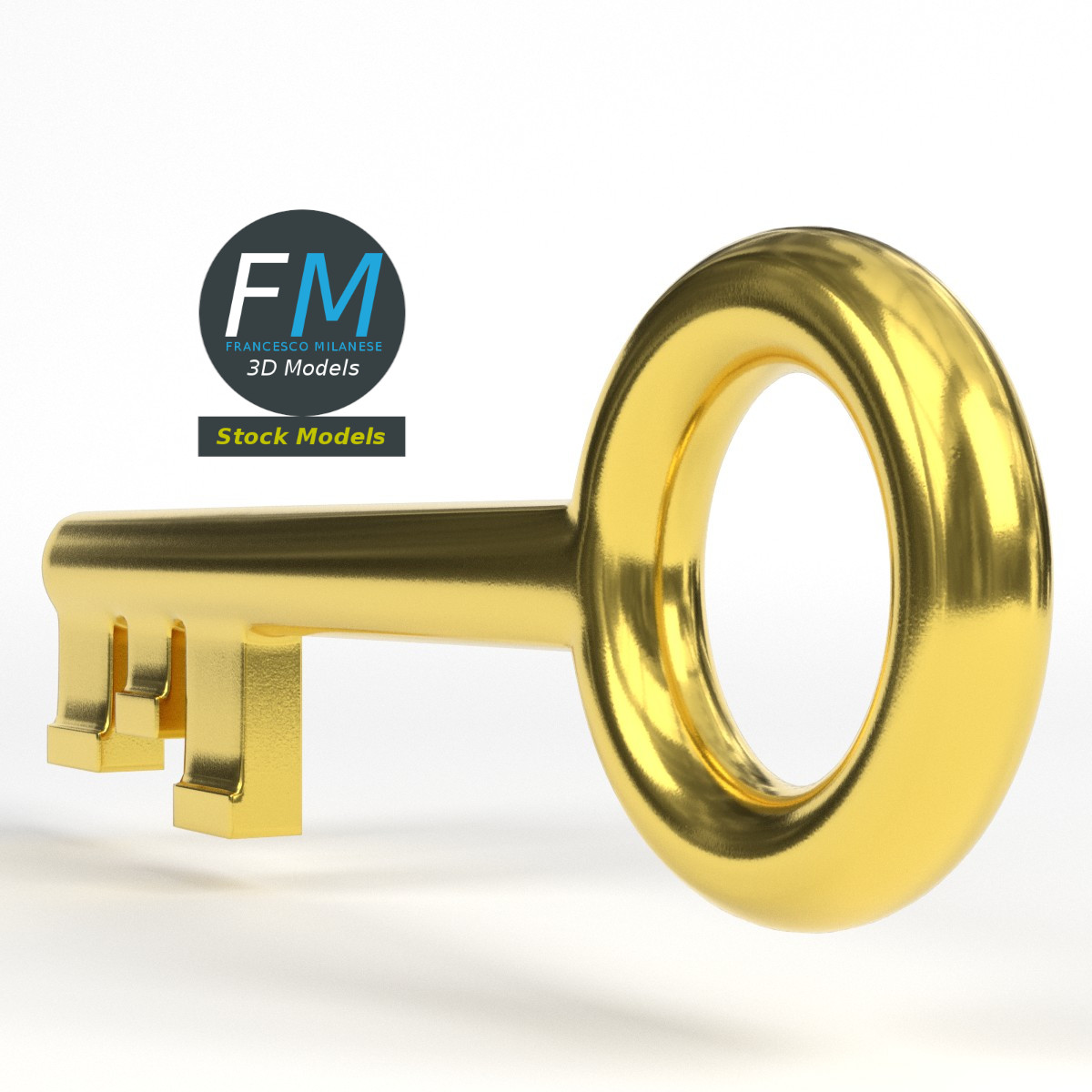 3D-Modell - Stilisierter Goldener Schlüssel - 04