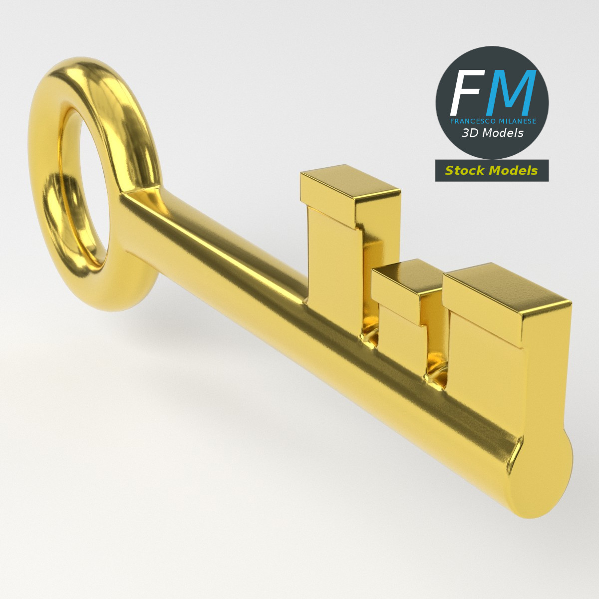3D-Modell - Stilisierter Goldener Schlüssel - 05