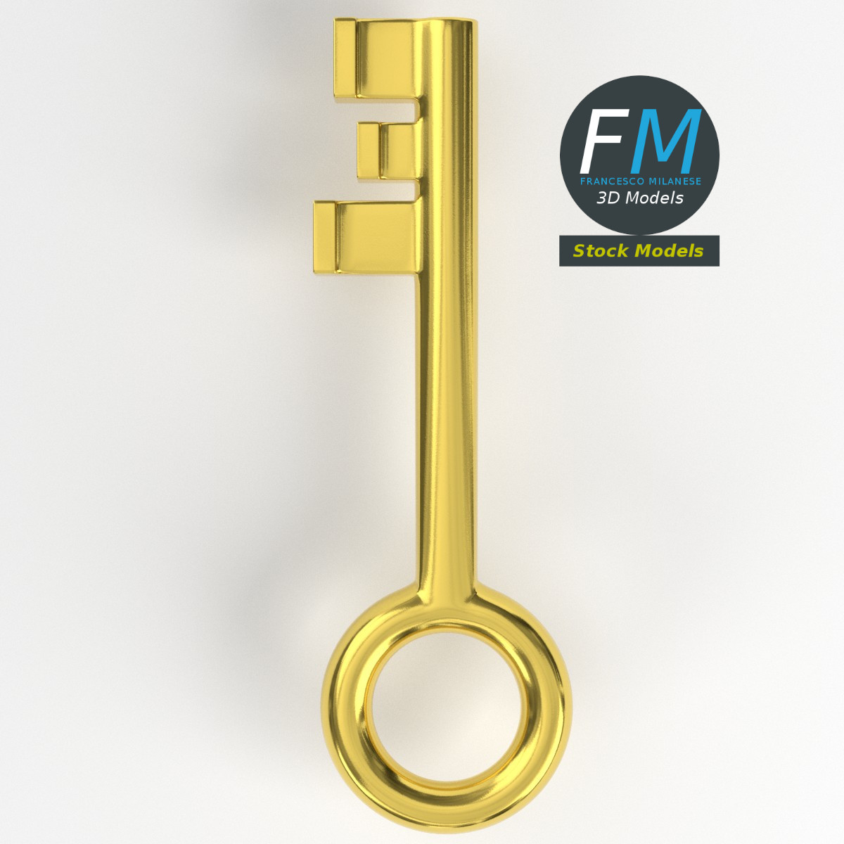 3D-Modell - Stilisierter Goldener Schlüssel - 06