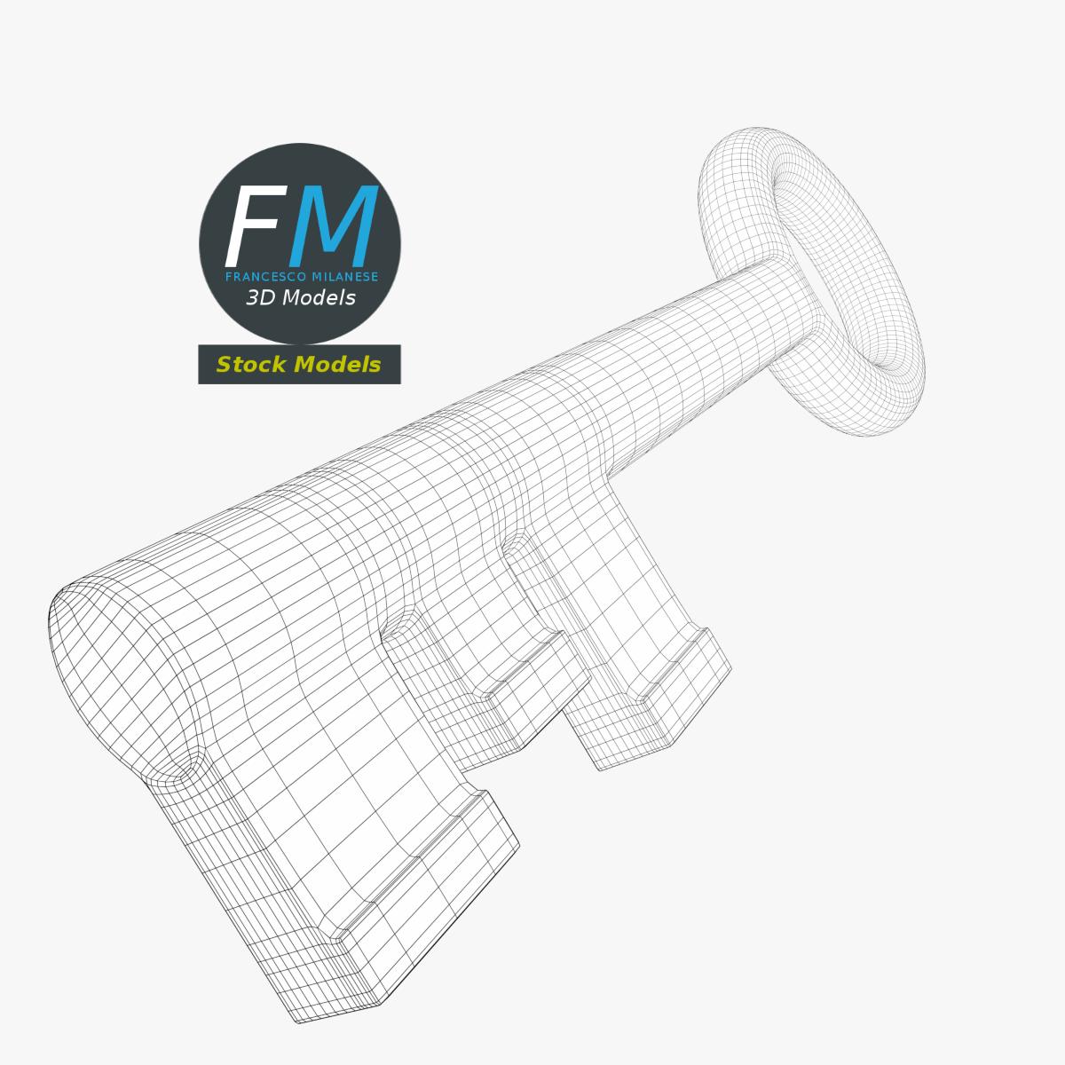 3D-Modell - Stilisierter Goldener Schlüssel - 08