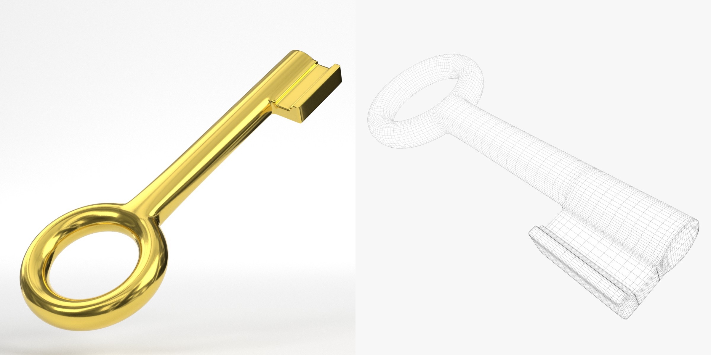 3D-Modell - Stilisierter Goldener Schlüssel