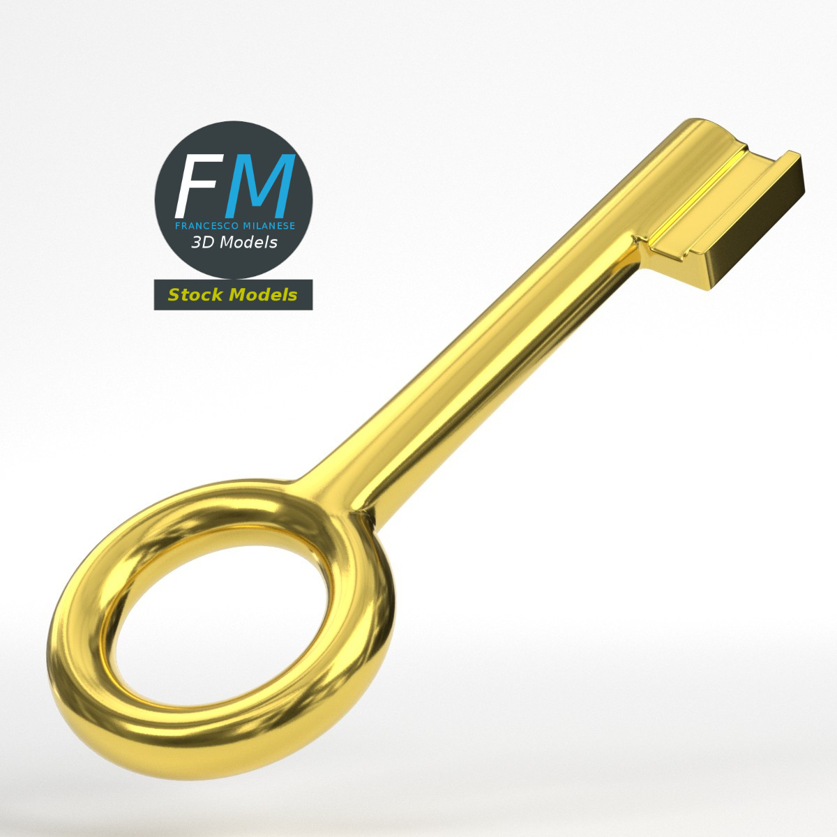 3D-Modell - Stilisierter Goldener Schlüssel - 01