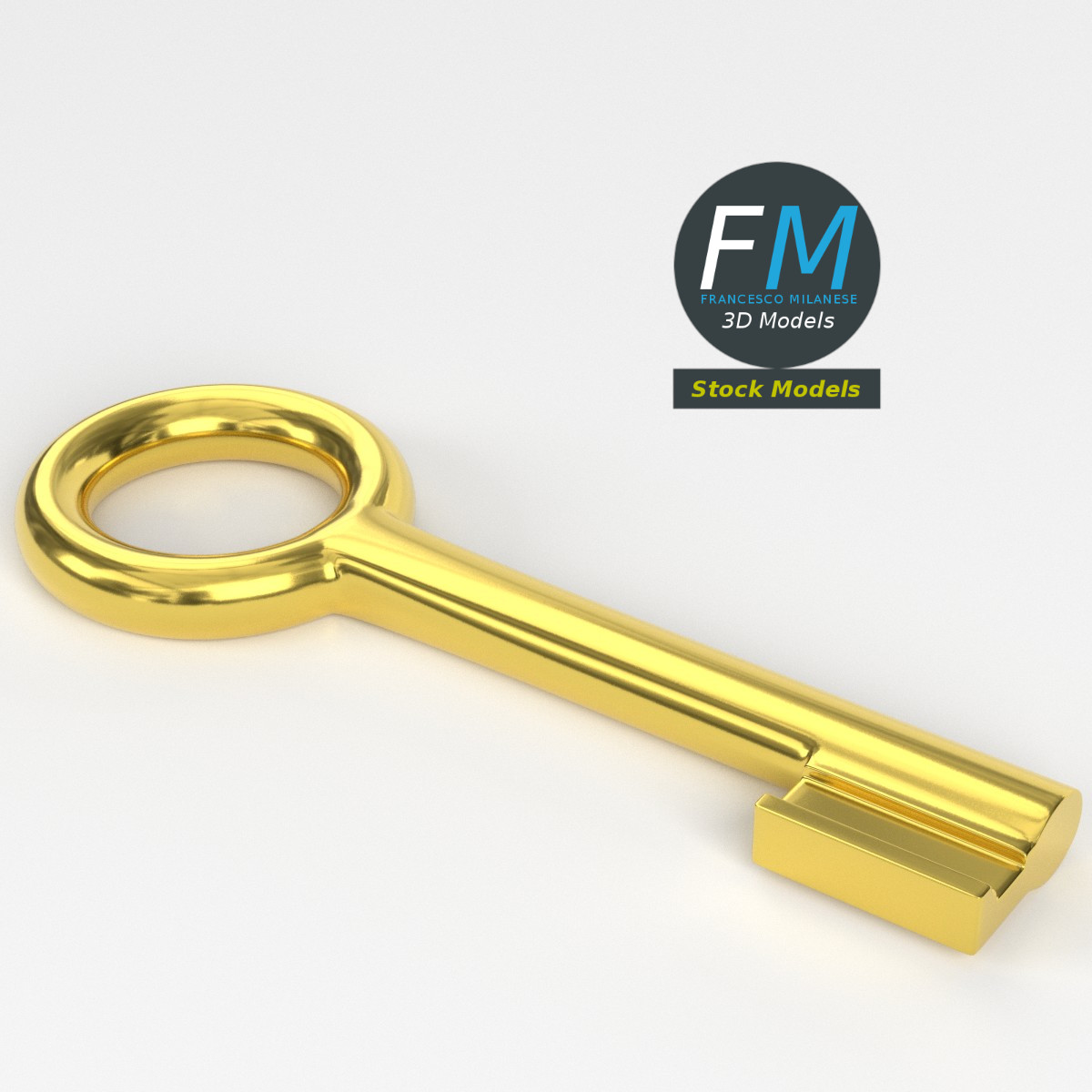 3D-Modell - Stilisierter Goldener Schlüssel - 02