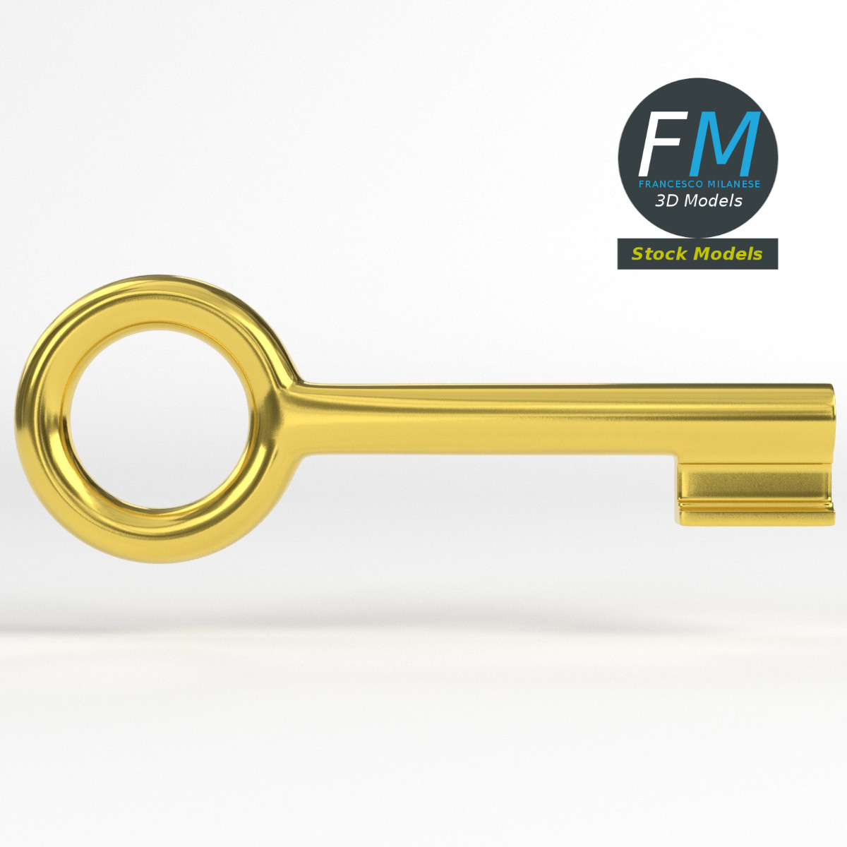 3D-Modell - Stilisierter Goldener Schlüssel - 03