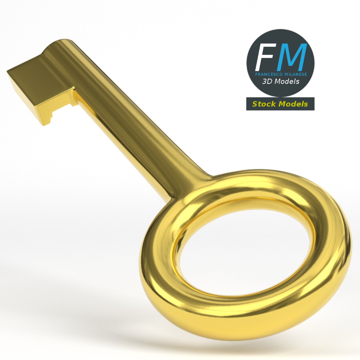 3D-Modell - Stilisierter Goldener Schlüssel - 04