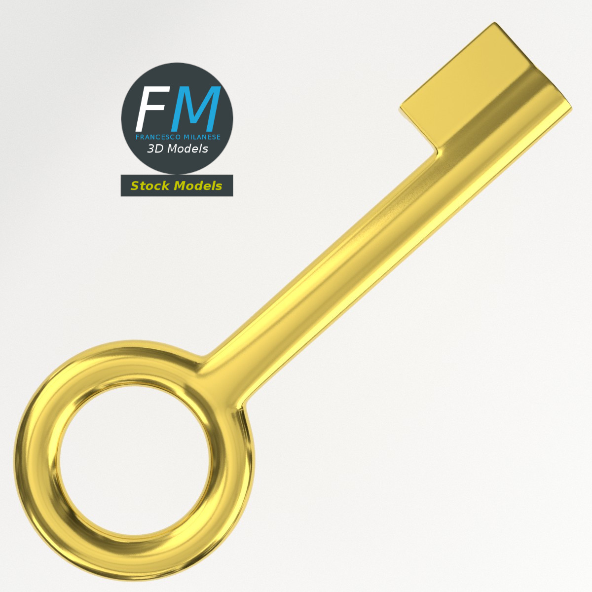 3D-Modell - Stilisierter Goldener Schlüssel - 06