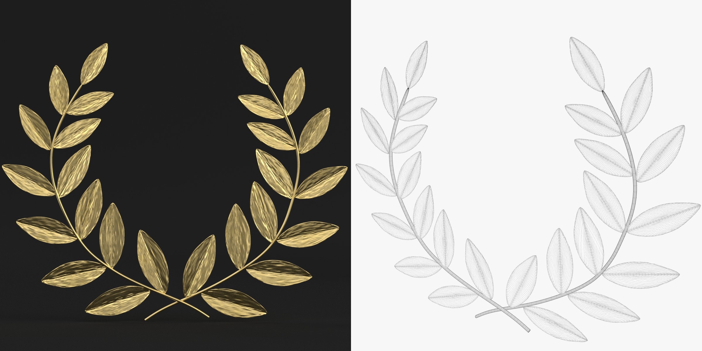 3D-Modell - Stilisierter Goldener Lorbeerkranz