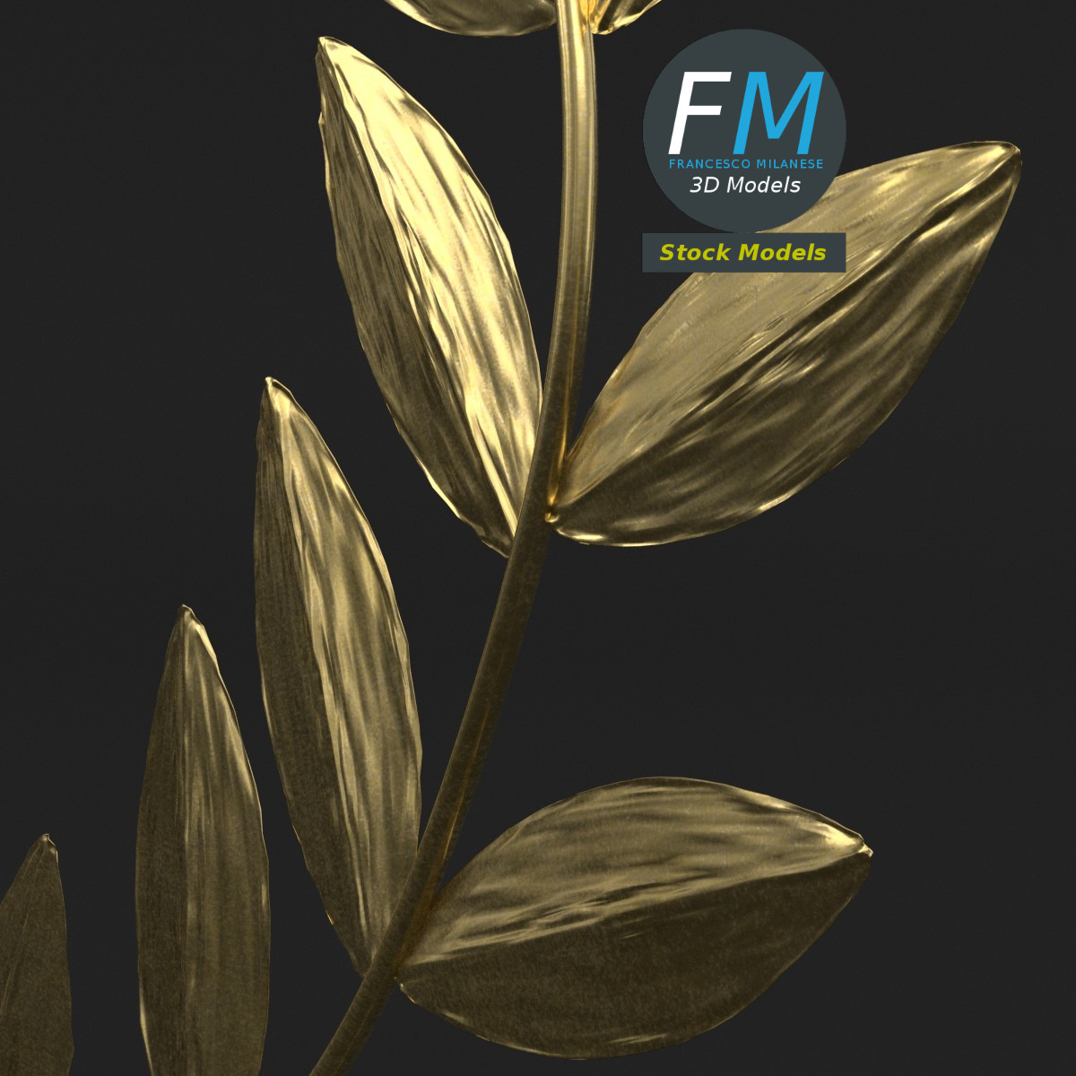 3D-Modell - Stilisierter Goldener Lorbeerkranz - 04