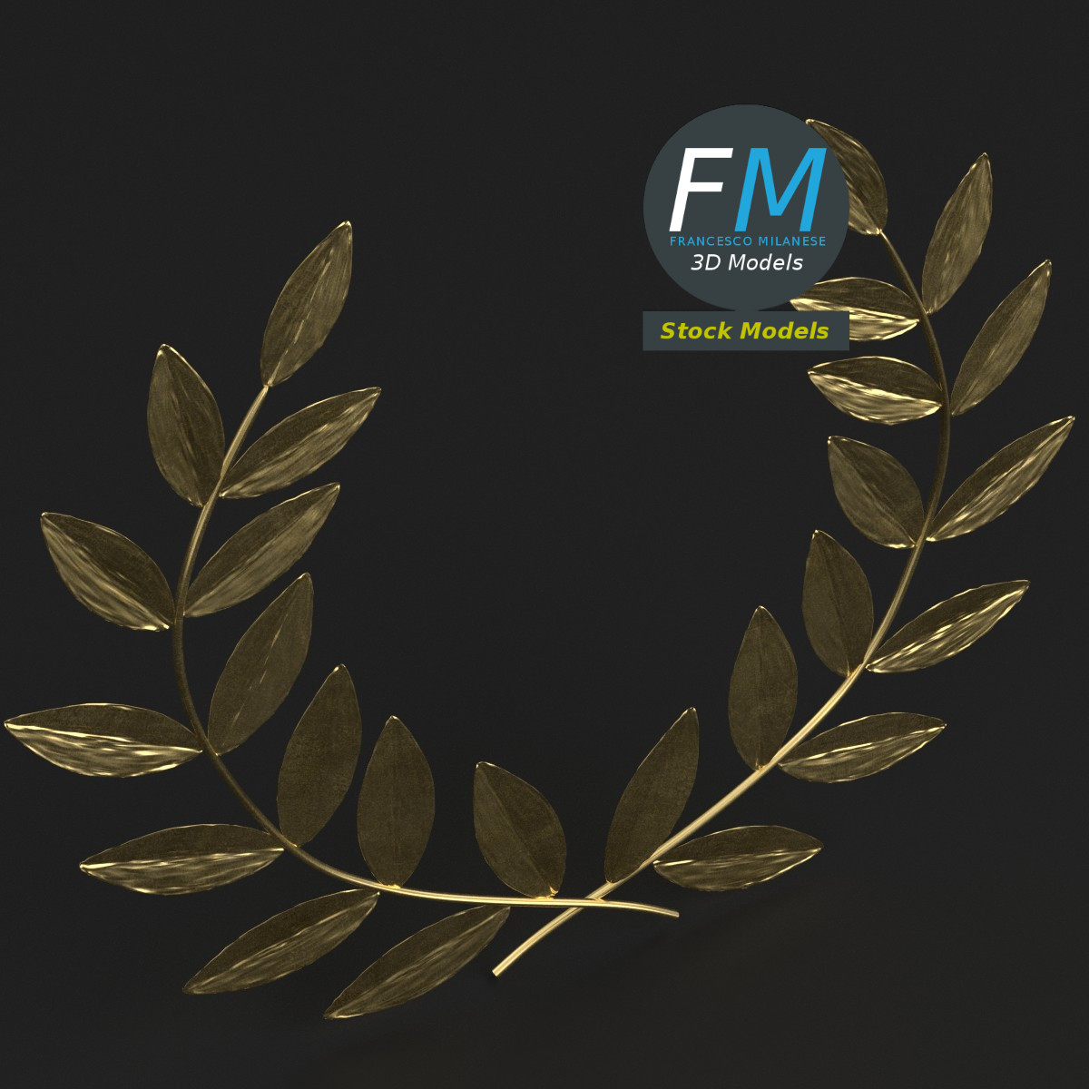 3D-Modell - Stilisierter Goldener Lorbeerkranz - 05