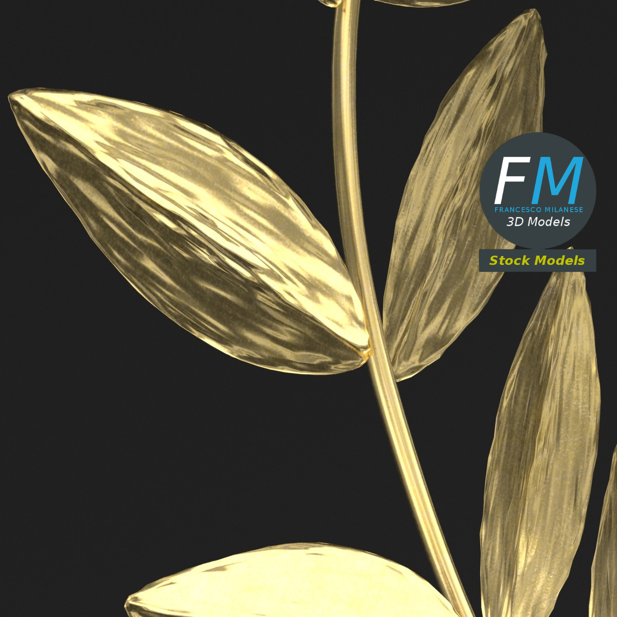 3D-Modell - Stilisierter Goldener Lorbeerkranz - 06