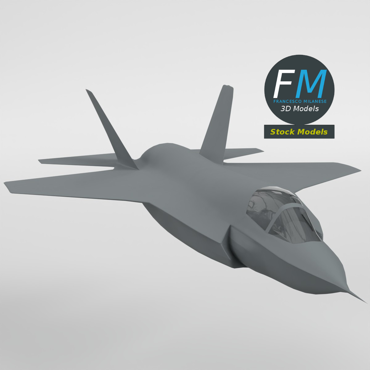 3D-Modell - Stilisiertes Modernes Tarnkappenkampfflugzeug - 01