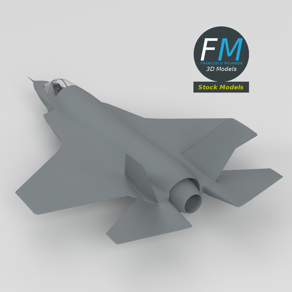 3D-Modell - Stilisiertes Modernes Tarnkappenkampfflugzeug - 02