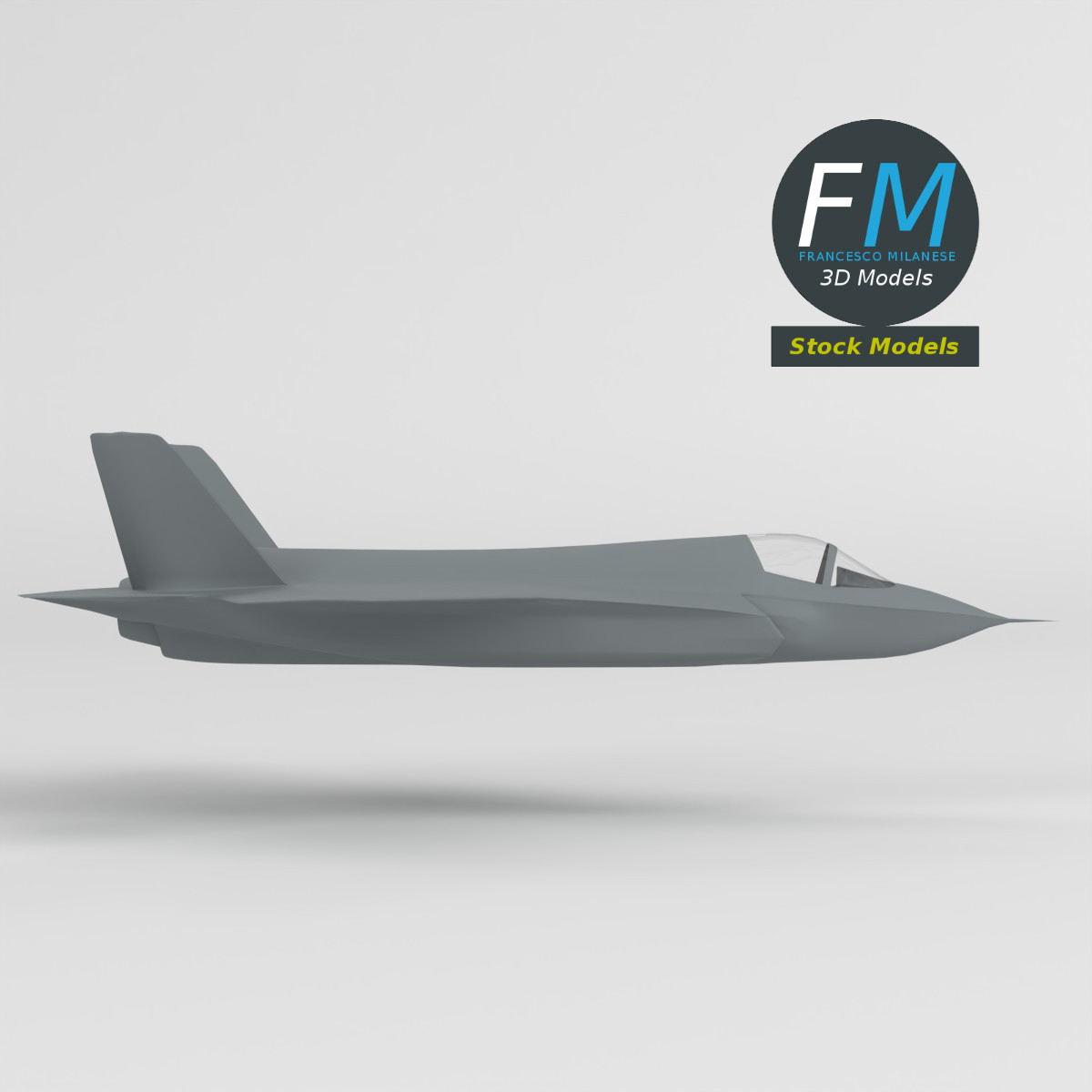 3D-Modell - Stilisiertes Modernes Tarnkappenkampfflugzeug - 03