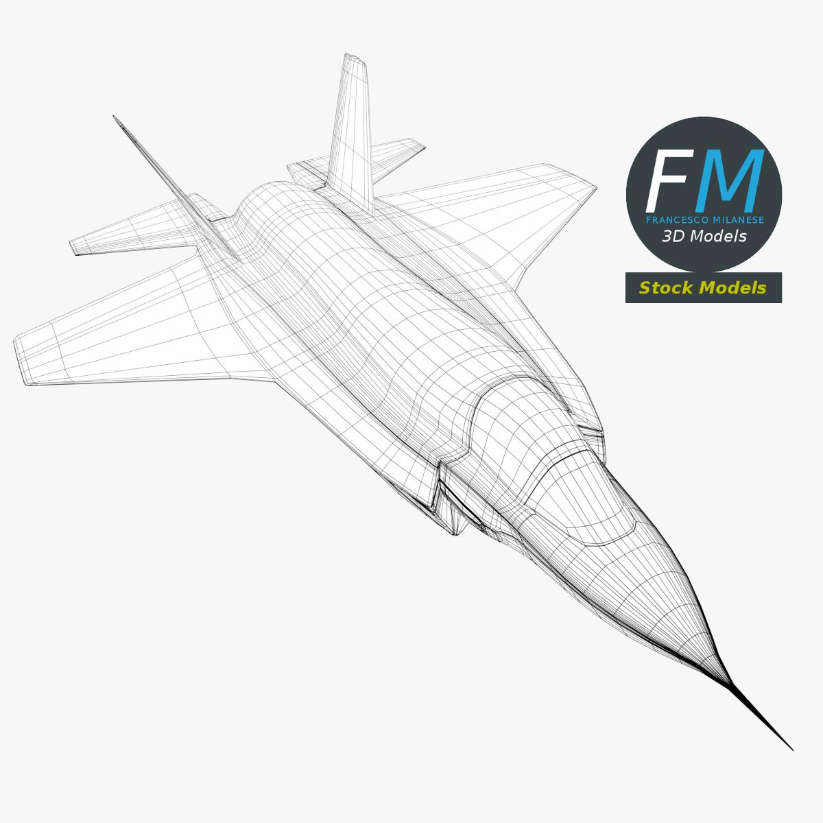 3D-Modell - Stilisiertes Modernes Tarnkappenkampfflugzeug - 07