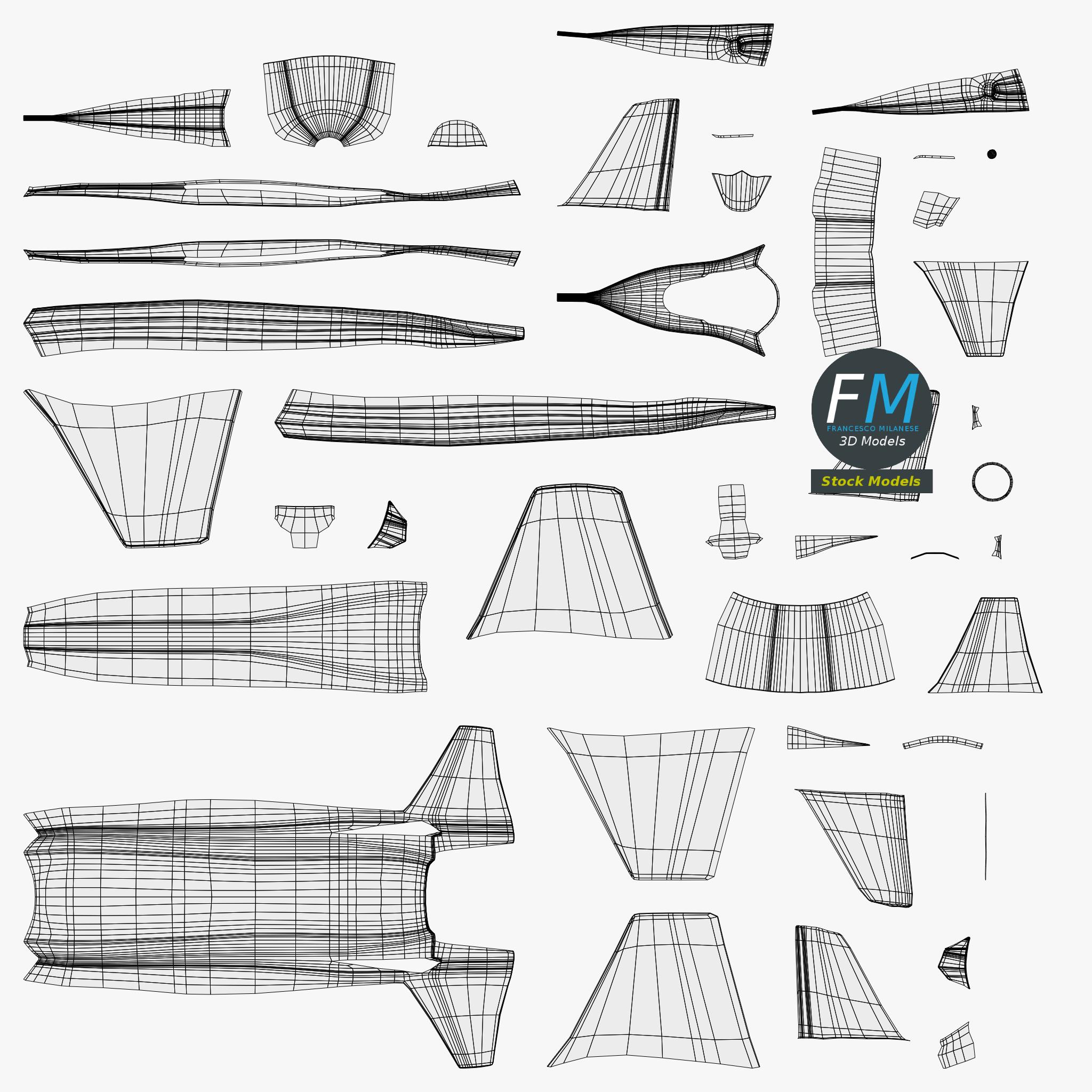 3D-Modell - Stilisiertes Modernes Tarnkappenkampfflugzeug - 11