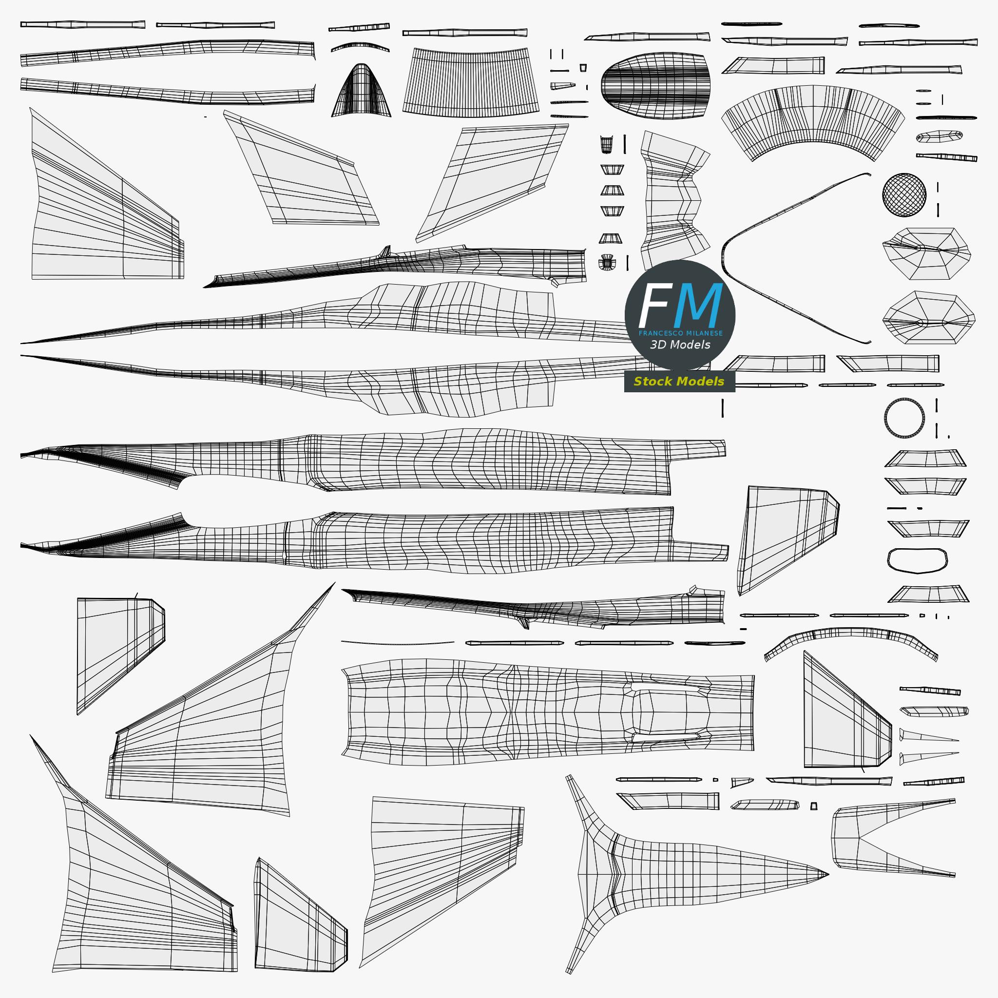 3D-Modell - Stilisiertes Mehrzweck-Kampfflugzeug Basismodell - 11