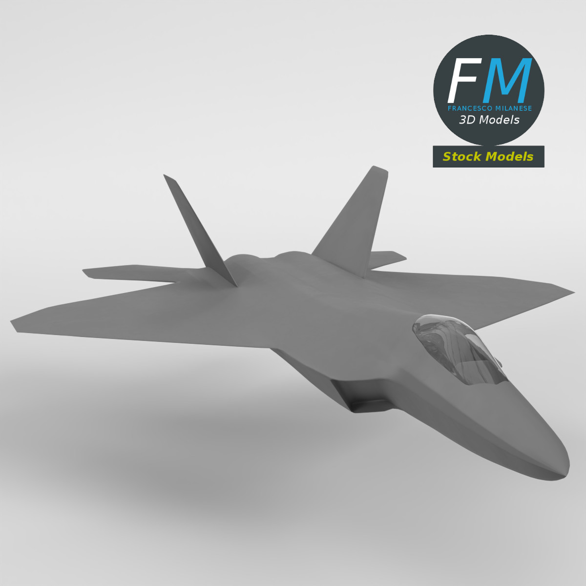 3D-Modell - Stilisiertes Tarnkappen-Mehrzweckkampfflugzeug - 01