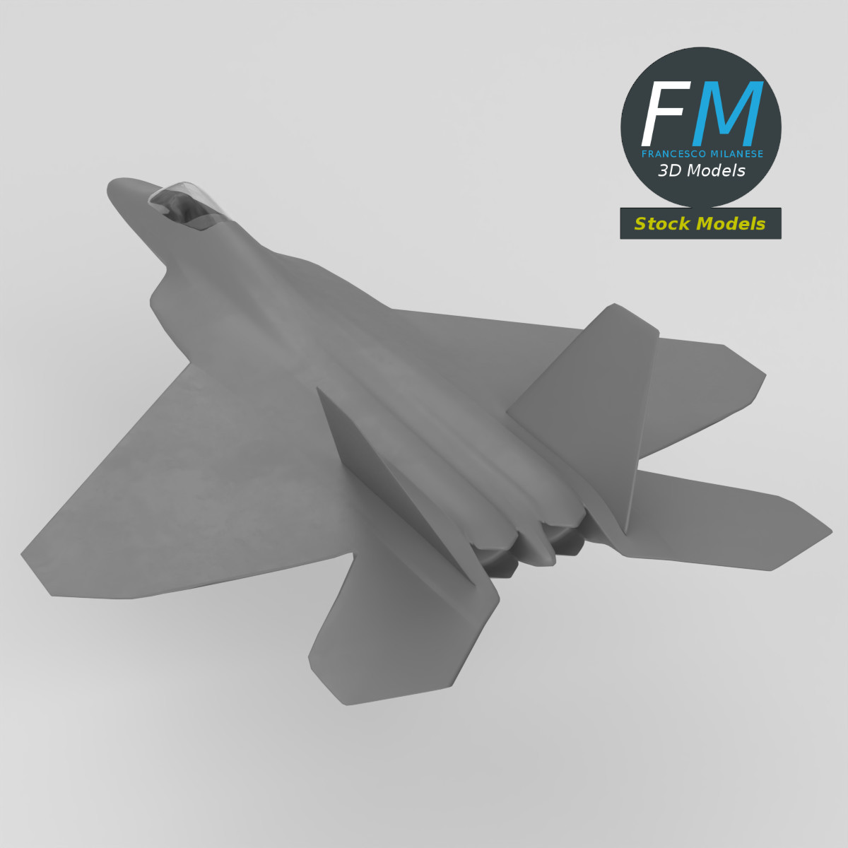 3D-Modell - Stilisiertes Tarnkappen-Mehrzweckkampfflugzeug - 02