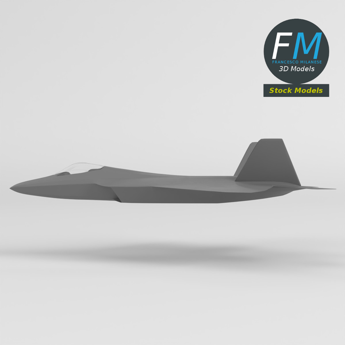 3D-Modell - Stilisiertes Tarnkappen-Mehrzweckkampfflugzeug - 03