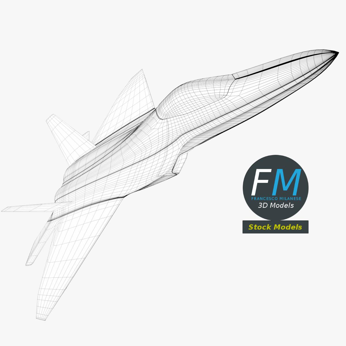 3D-Modell - Stilisiertes Tarnkappen-Mehrzweckkampfflugzeug - 07