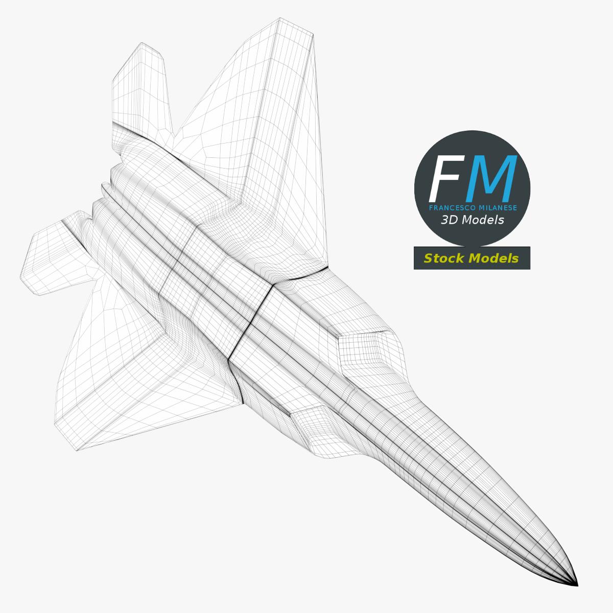 3D-Modell - Stilisiertes Tarnkappen-Mehrzweckkampfflugzeug - 08