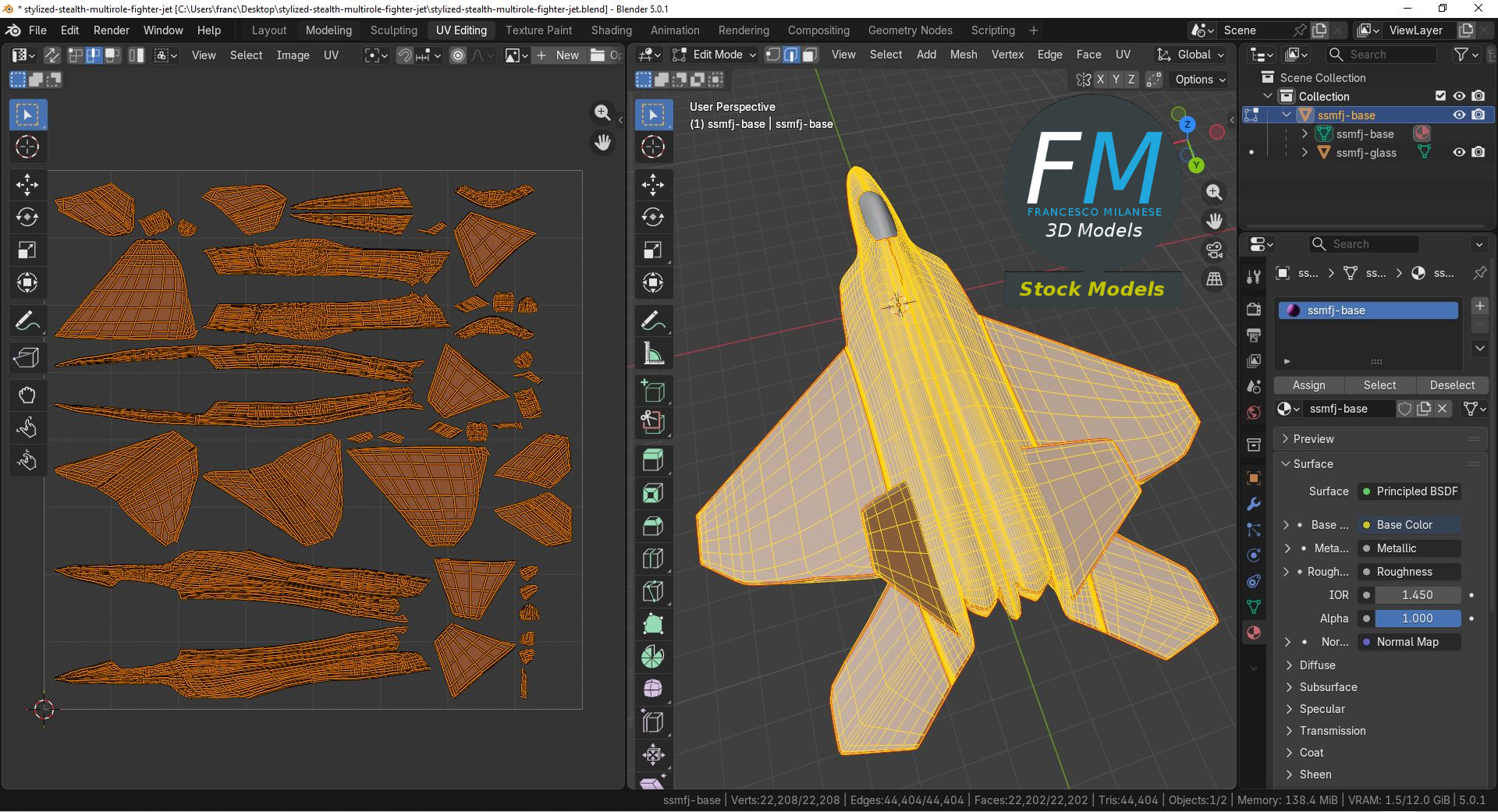3D-Modell - Stilisiertes Tarnkappen-Mehrzweckkampfflugzeug - 10