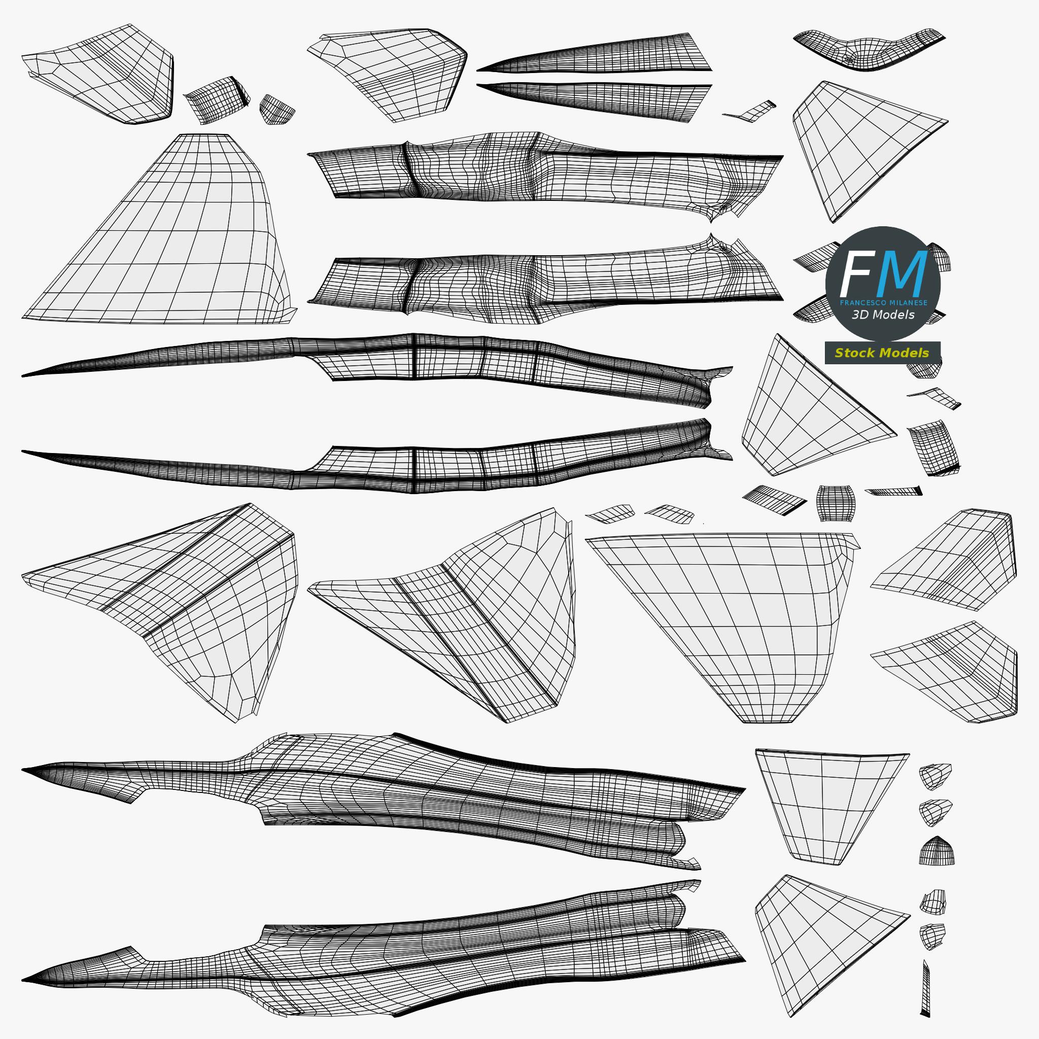 3D-Modell - Stilisiertes Tarnkappen-Mehrzweckkampfflugzeug - 11