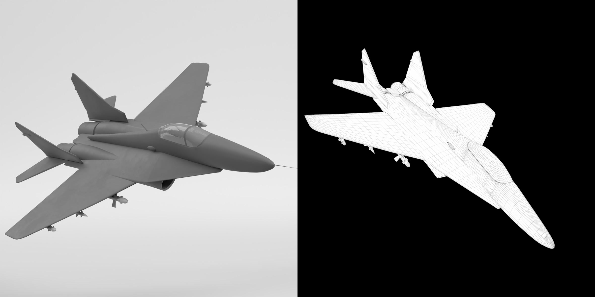 3D-Modell - Stilisierter Zweistrahliger Kampfjet Basismesh