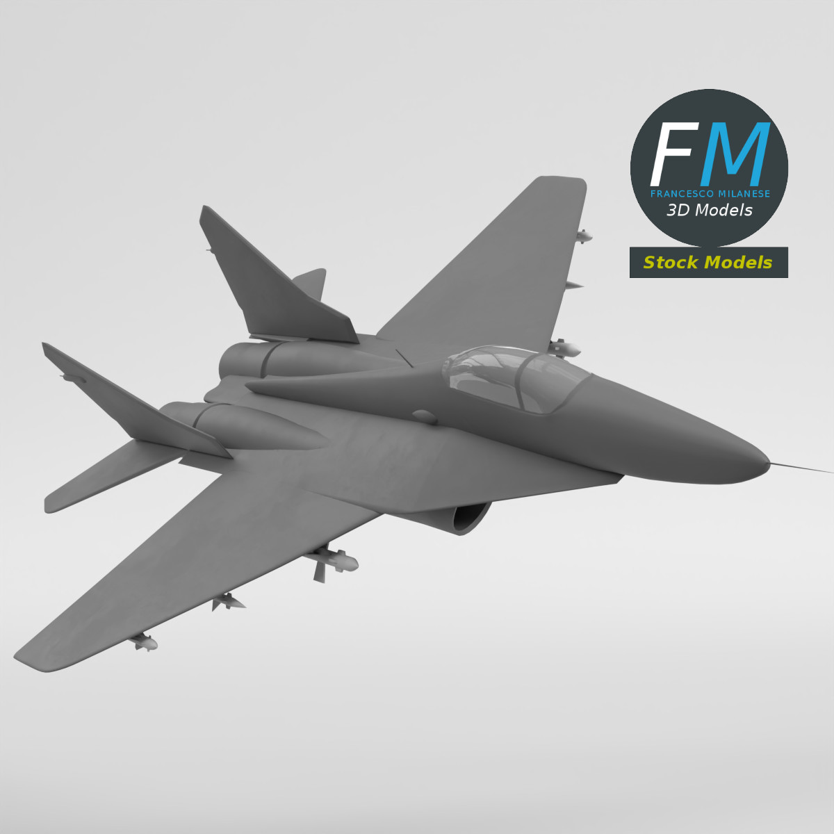3D-Modell - Stilisierter Zweistrahliger Kampfjet Basismesh - 01
