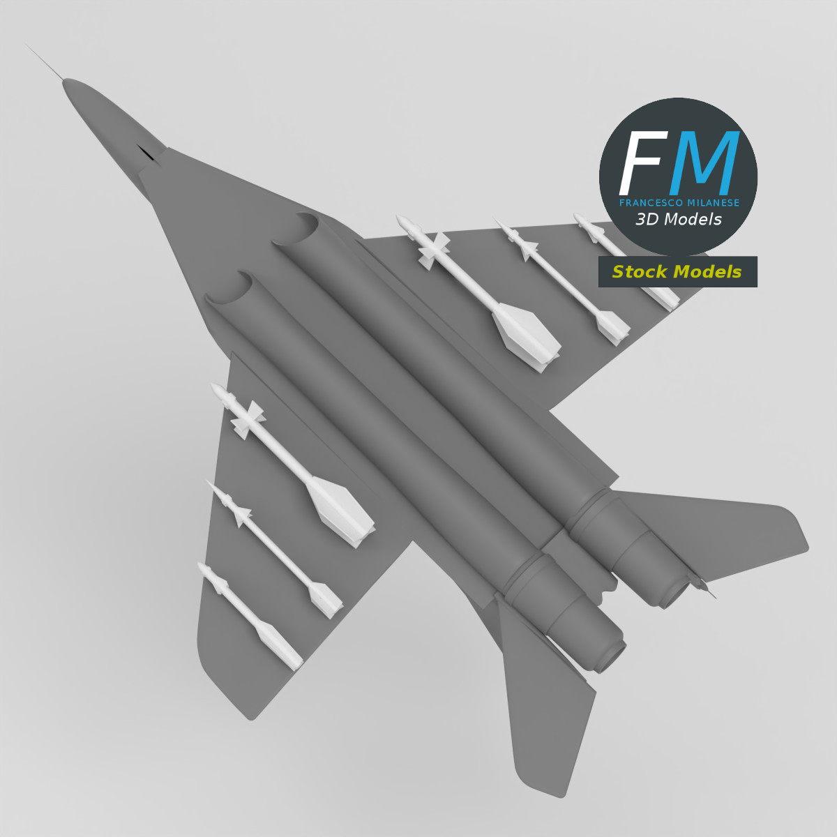 3D-Modell - Stilisierter Zweistrahliger Kampfjet Basismesh - 02