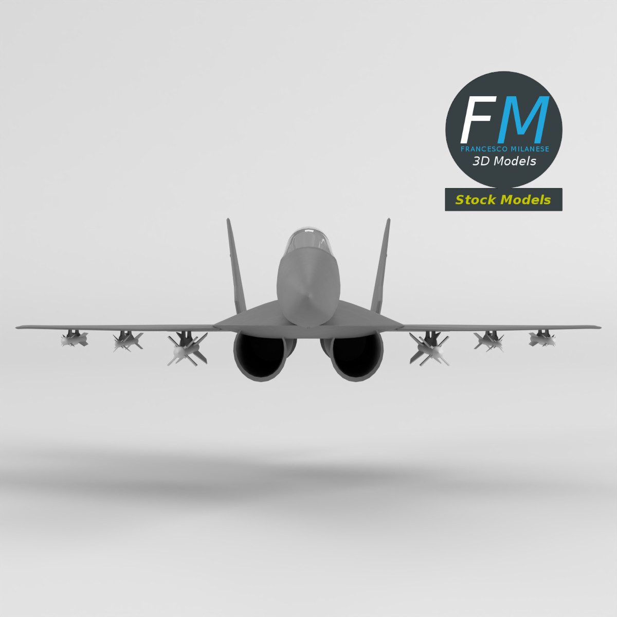 3D-Modell - Stilisierter Zweistrahliger Kampfjet Basismesh - 03