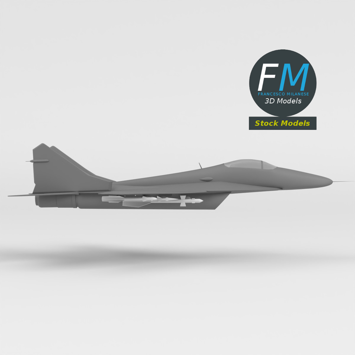 3D-Modell - Stilisierter Zweistrahliger Kampfjet Basismesh - 04