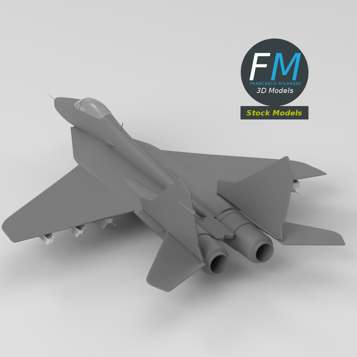 3D-Modell - Stilisierter Zweistrahliger Kampfjet Basismesh - 05