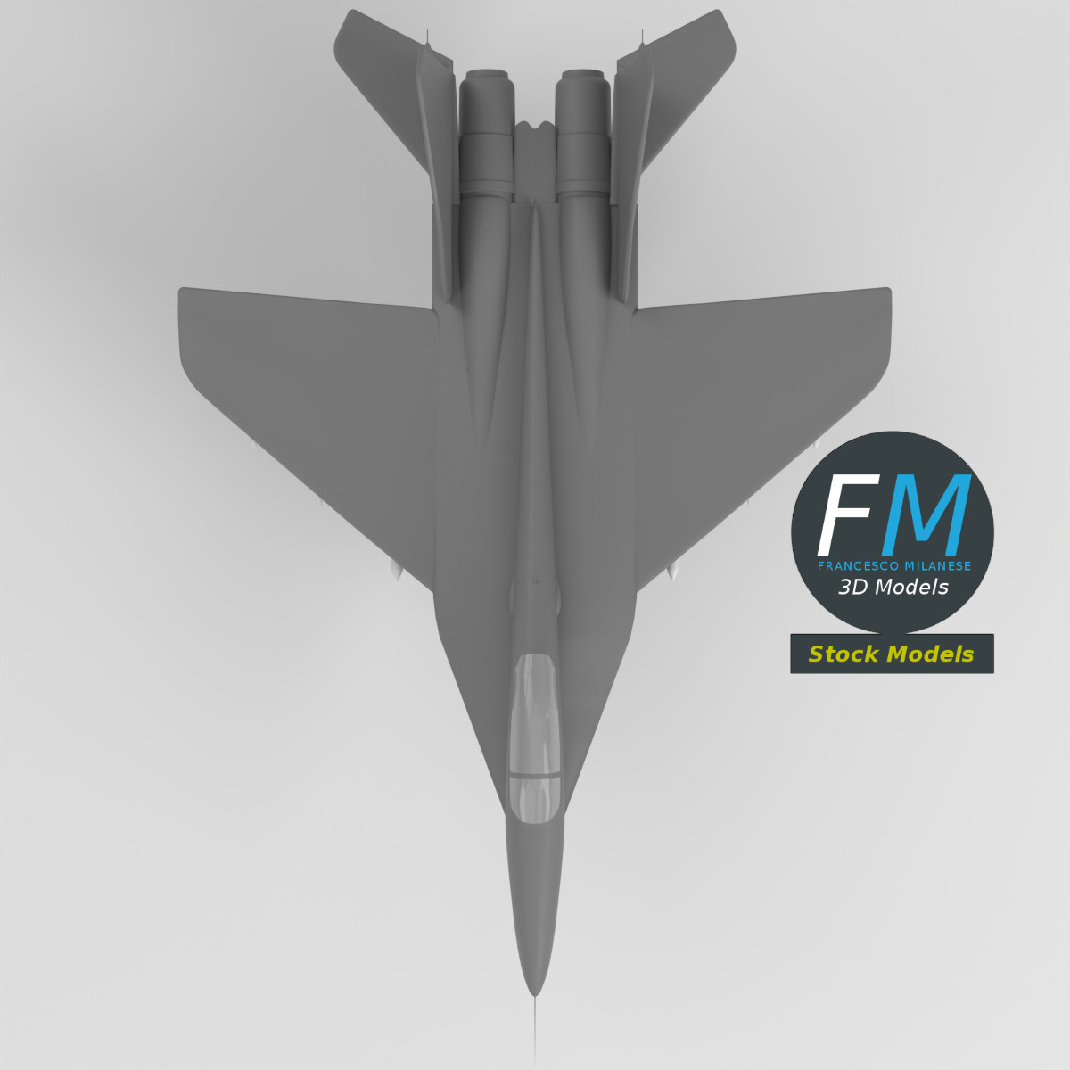 3D-Modell - Stilisierter Zweistrahliger Kampfjet Basismesh - 06