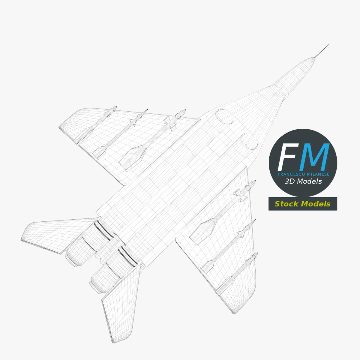 3D-Modell - Stilisierter Zweistrahliger Kampfjet Basismesh - 08
