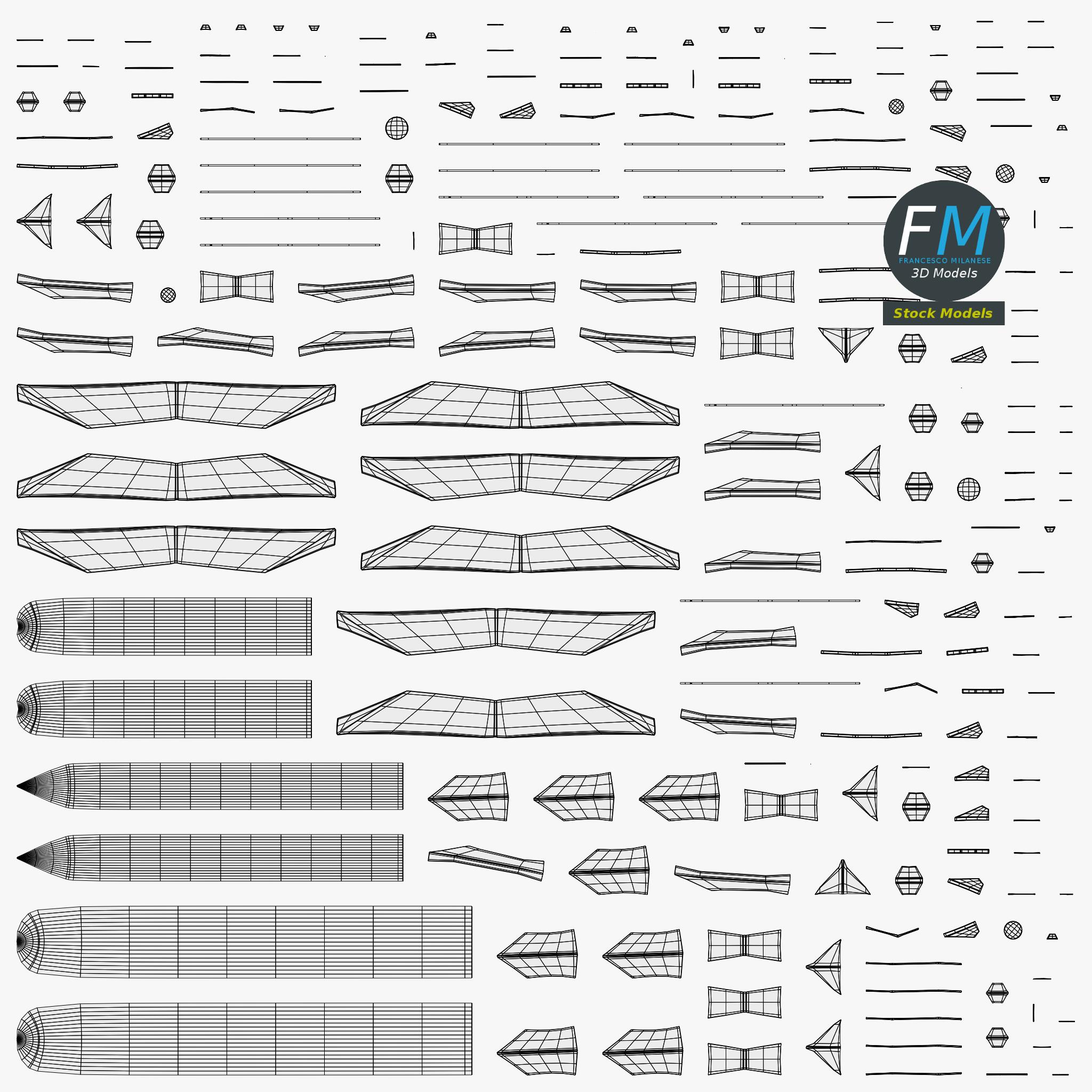 3D-Modell - Stilisierter Zweistrahliger Kampfjet Basismesh - 12 3D-Modell - Stilisierter Zweistrahliger Kampfjet Basismesh - 12