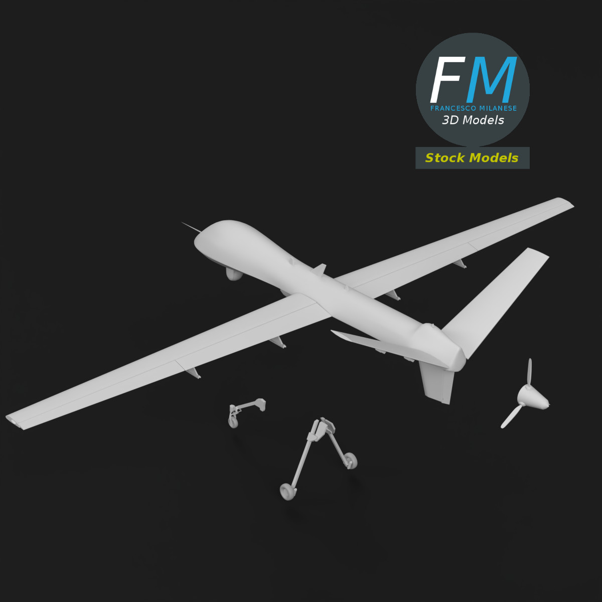 3D-Modell - Stilisierte UAV-Drohne Base Mesh - 02