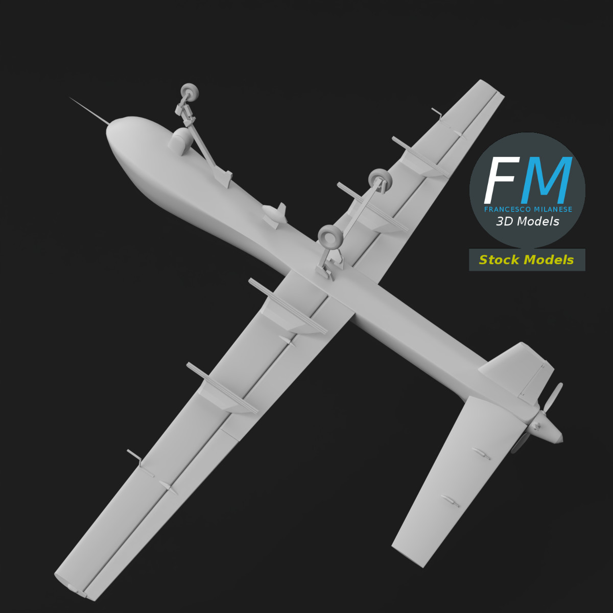 3D-Modell - Stilisierte UAV-Drohne Base Mesh - 05