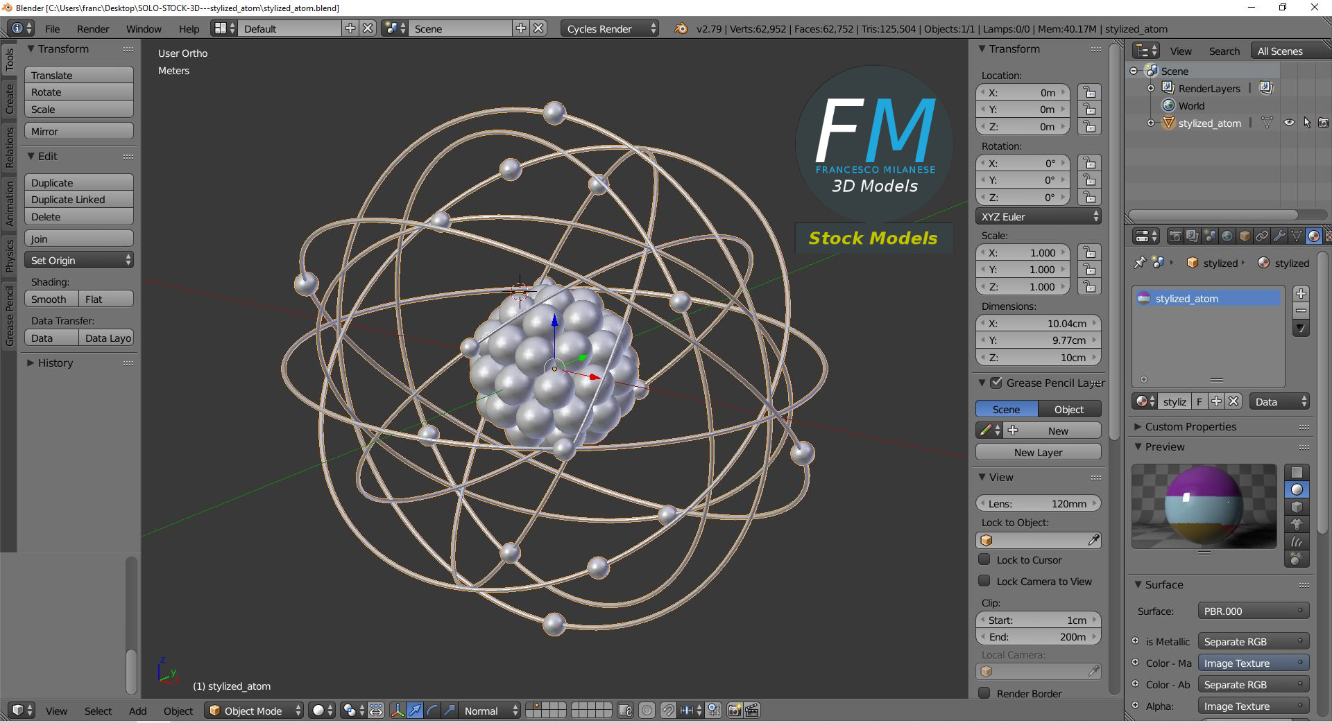 3D-Modell - Stilisiertes Atom - 09