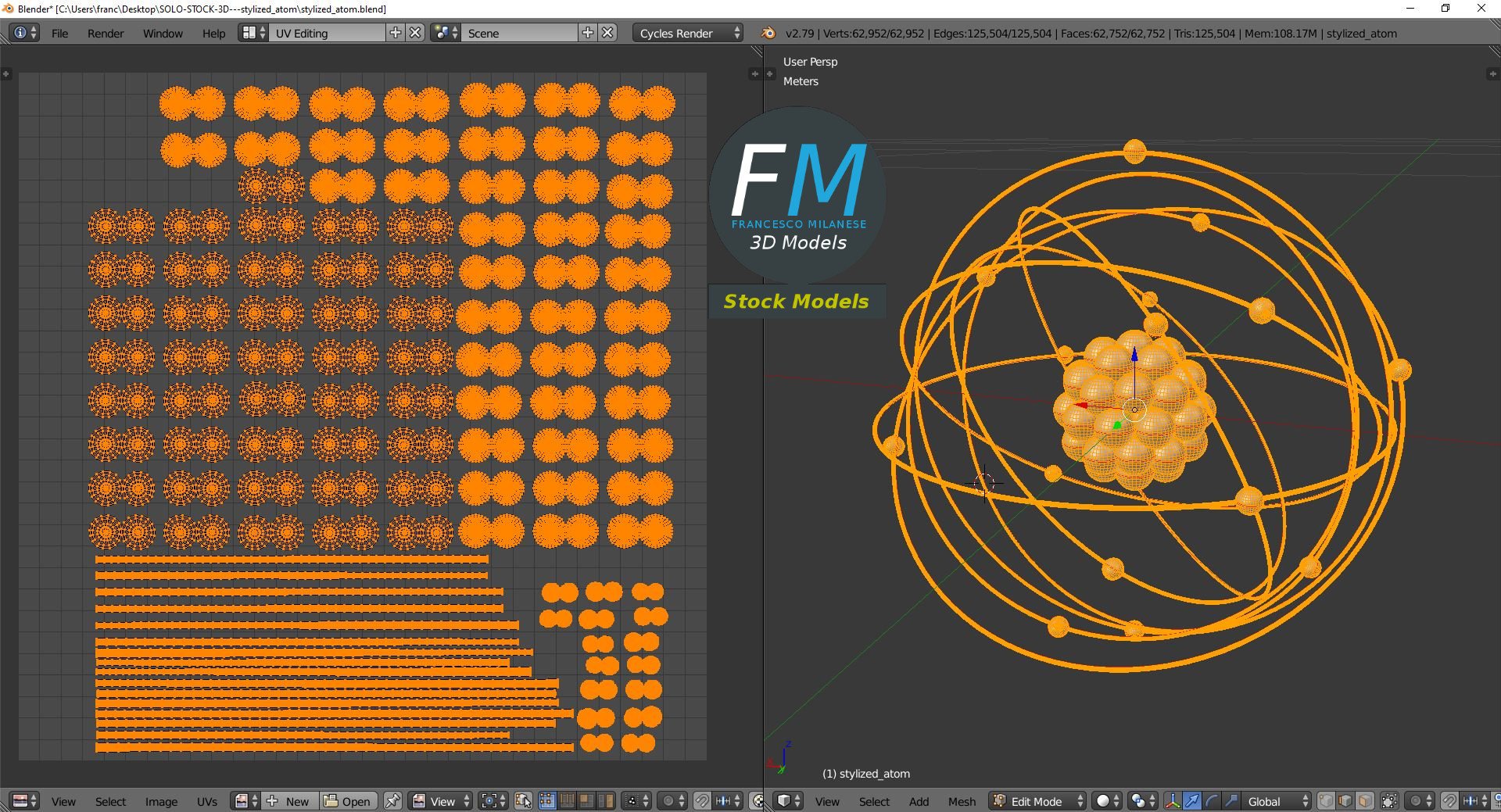 3D-Modell - Stilisiertes Atom - 10