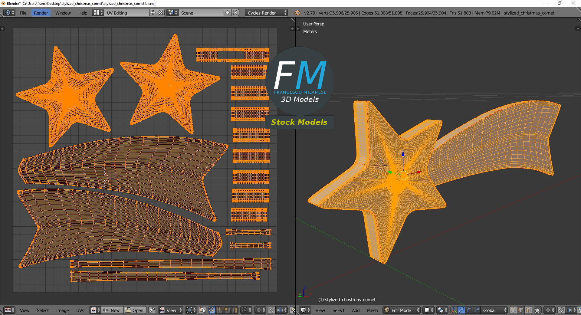 3D-Modell - Stilisierter Weihnachtskomet - 10